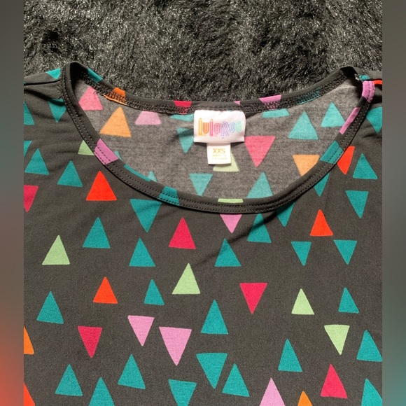 Women’s LulaRoe Black/Multicolor Shortsleeve High-Low Dress XXS PreOwned - Picture 11 of 11